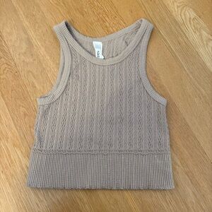 NikiBiki Cable Knit High Neck Crop Top One Size Tan